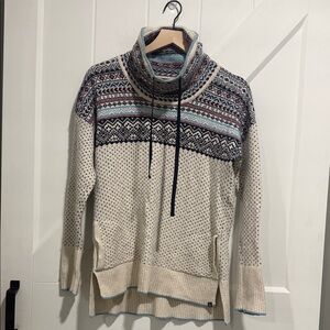 Eddie Bauer Wool Blend Tunic Sweater - Cream and Blue